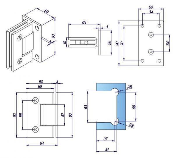 Balama Perete-Sticla cu fixare SHT-B-ST