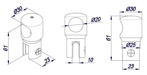 Коннектор "глухой" труба-стекло, регулируемый, SC-2C-19